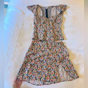 Reformation floral top and skirt set